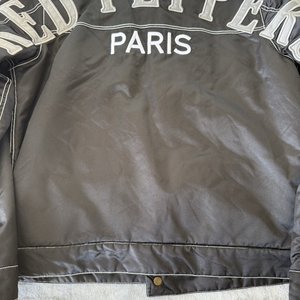 Men's Stall & Dean Black Satin Bomber Jacket"RED PEPPER PARIS"Jacket Paris Sz-L - Picture 10 of 10